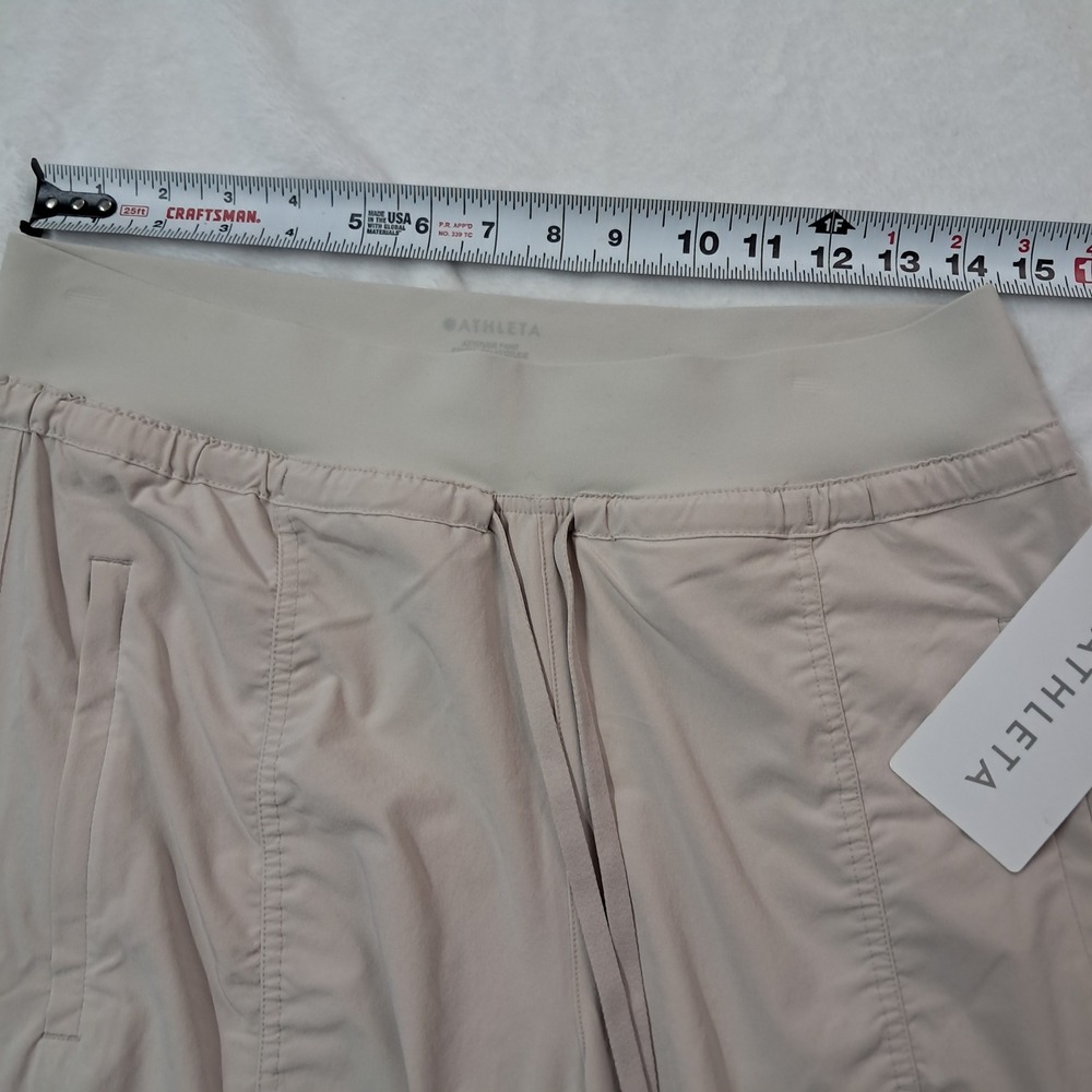 Athleta Pants Womens 10 Beige Attitude Pant‎ Ruched Featherweight Stretch Gym - Picture 12 of 13